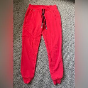 Neon Red Figs Scrub Pants